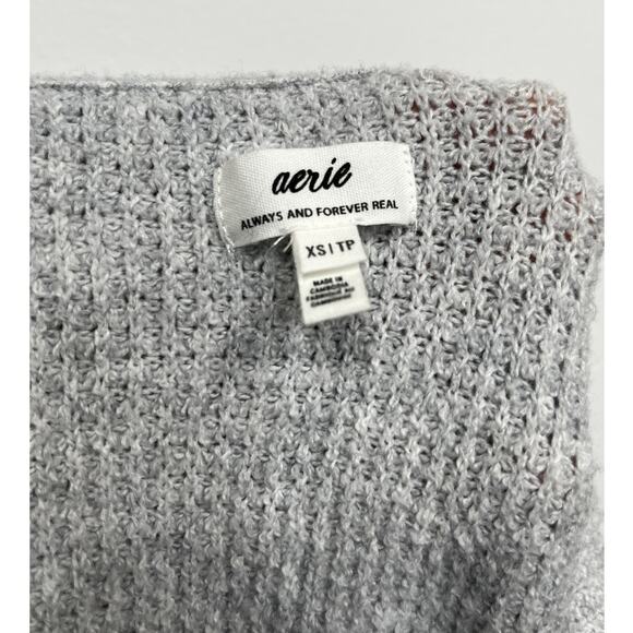 Aerie Women’s Grey CozyUp Waffle Over Size Button Sweater / Size-XS-TP - Picture 9 of 10